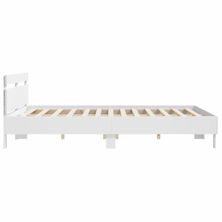 Cadre de lit avec LED Blanc 193 x 203 cm Bois d'ingénierie - 7
