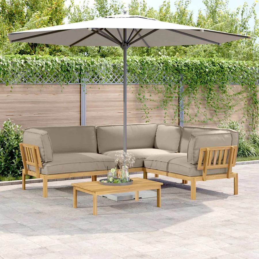 Ensemble de Canapés Uni 4 pcs Taupe Bois d'Acacia Massif