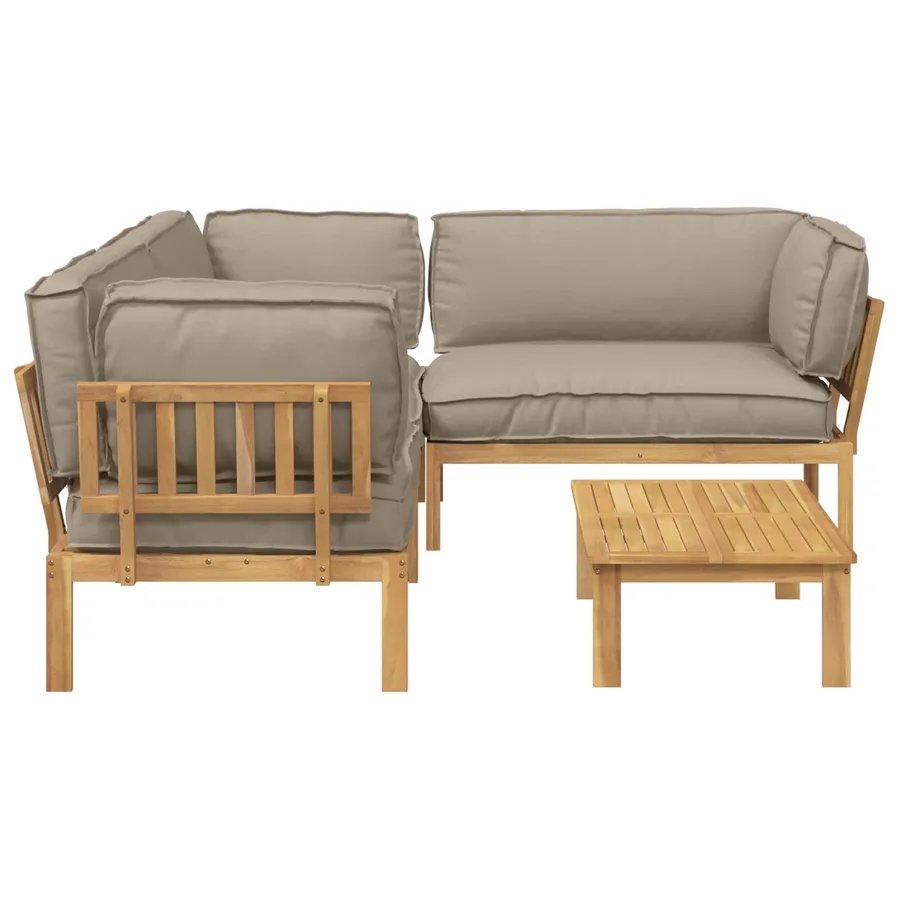 Ensemble de Canapés Uni 4 pcs Taupe Bois d'Acacia Massif - 10