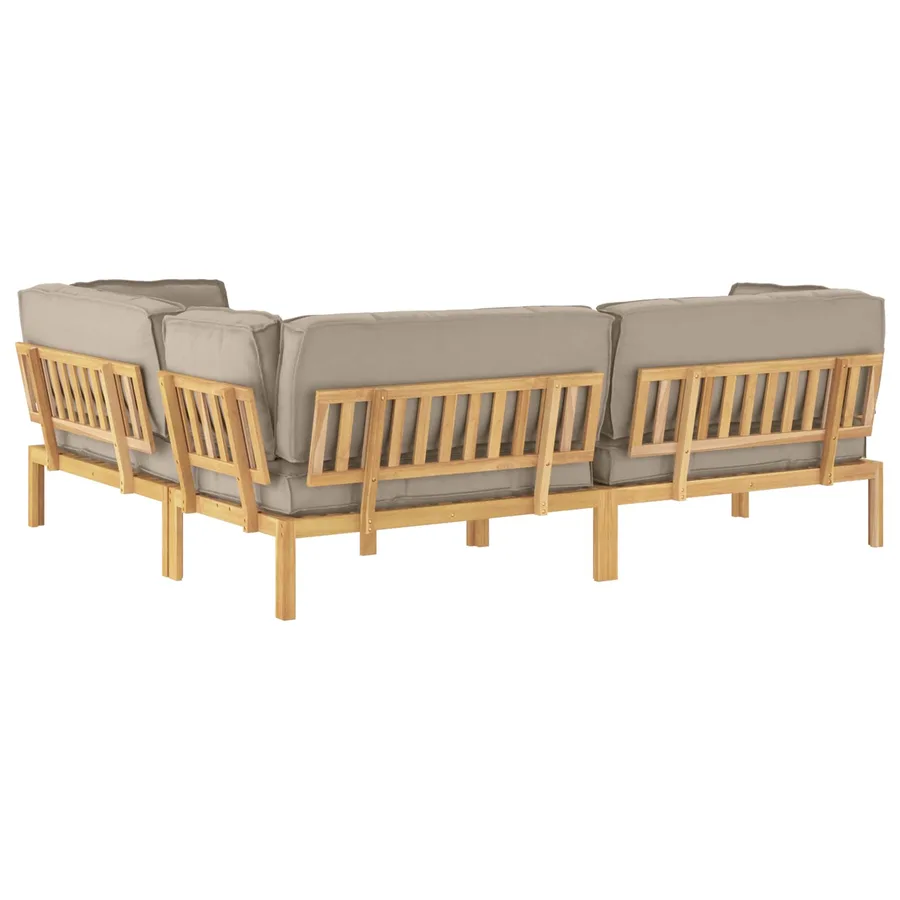 Ensemble de Canapés Uni 4 pcs Taupe Bois d'Acacia Massif - 11