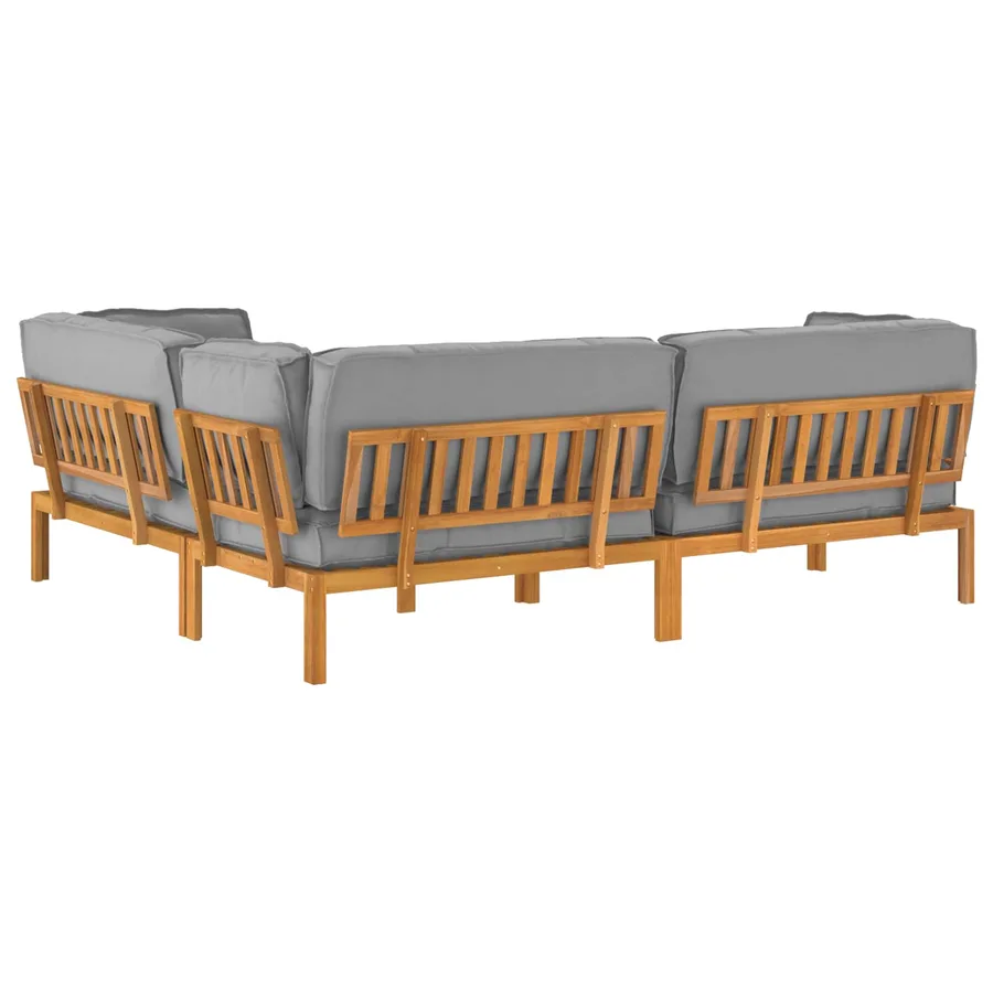Ensemble de Canapés Uni 4 pcs Gris Bois d'Acacia Massif - 11