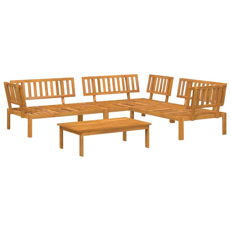 Ensemble de Canapés Uni 4 pcs Gris Bois d'Acacia Massif - 3