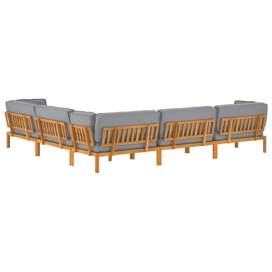 Ensemble de Canapés Uni 6 pcs Gris Bois d'Acacia Massif - 12