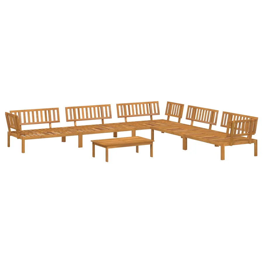 Ensemble de Canapés Uni 6 pcs Gris Bois d'Acacia Massif - 3