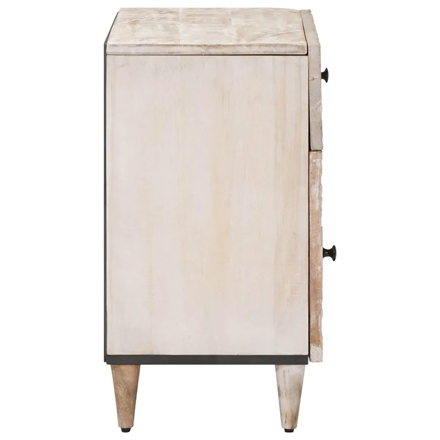 Armoire de lit Blanc 50 x 33 x 60 cm Bois de mangue massif - 4