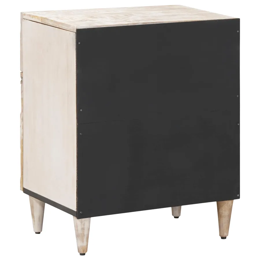 Armoire de lit Blanc 50 x 33 x 60 cm Bois de mangue massif - 5