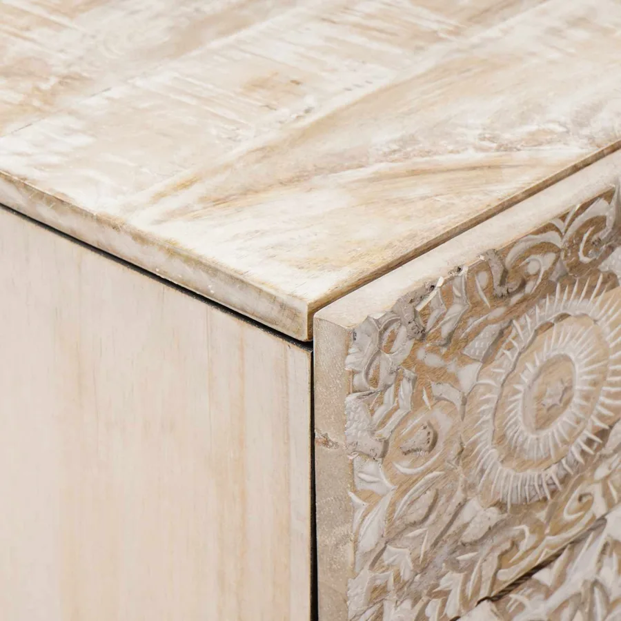 Armoire de lit Blanc 50 x 33 x 60 cm Bois de mangue massif - 6