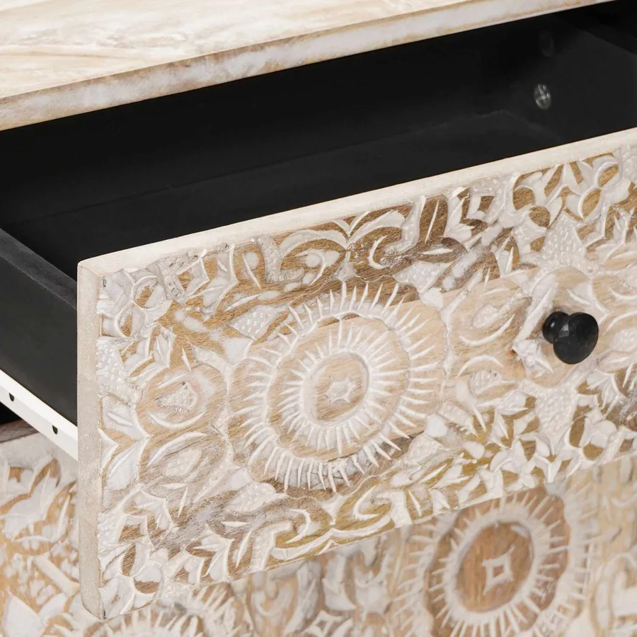 Armoire de lit Blanc 50 x 33 x 60 cm Bois de mangue massif - 7