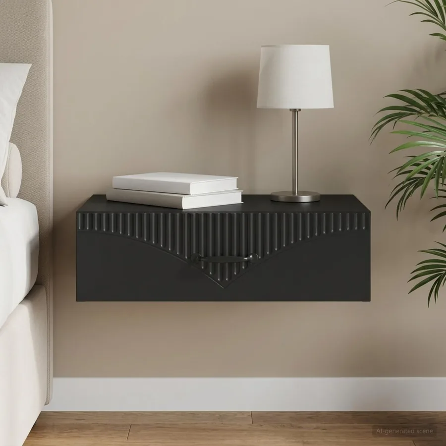 Table d'appoint murale Noir 59 x 34,5 x 17 cm Bois d'ingénierie
