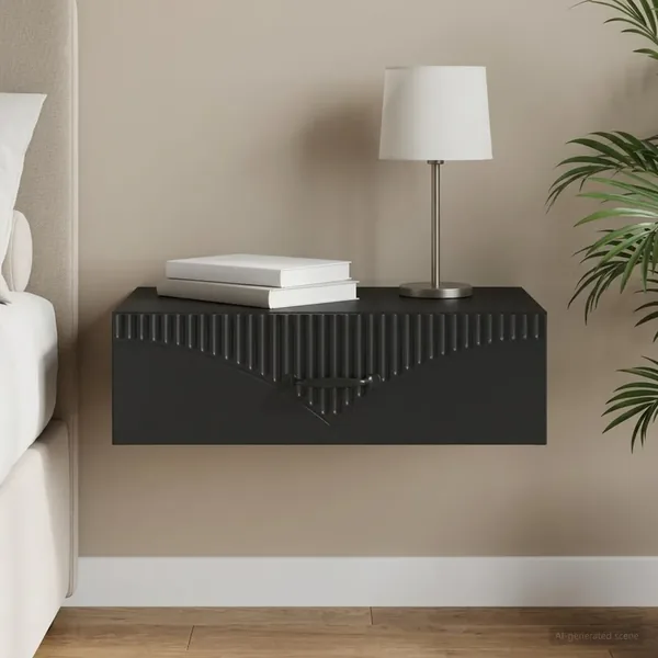 Table d'appoint murale Noir 59 x 34,5 x 17 cm Bois d'ingénierie