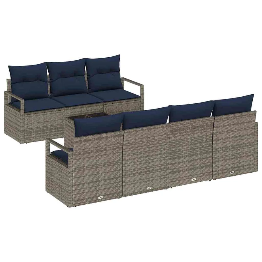 Ensemble de Canapés avec coussin 8 pcs Gris polyrotin - 2