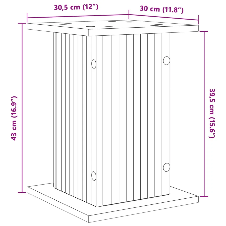 Support de Plante 2 pc Chêne artisanal 30,5 x 30 x 43 cm - 11