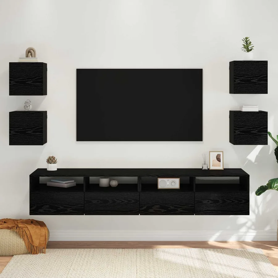 Meuble TV mural 4 pcs Chêne noir 30,5 x 30 x 30 cm