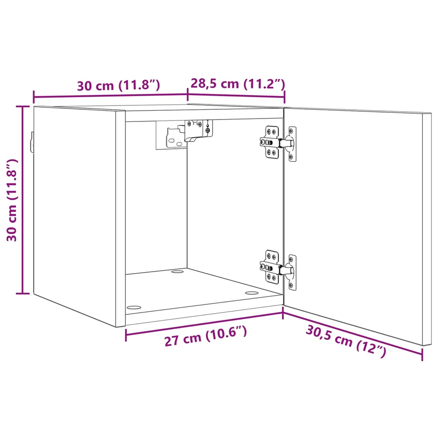 Meuble TV mural 4 pcs Chêne noir 30,5 x 30 x 30 cm - 10
