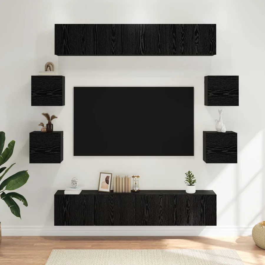 Ensemble meuble TV 8 pcs 80 x 30 x 30 cm Chêne noir