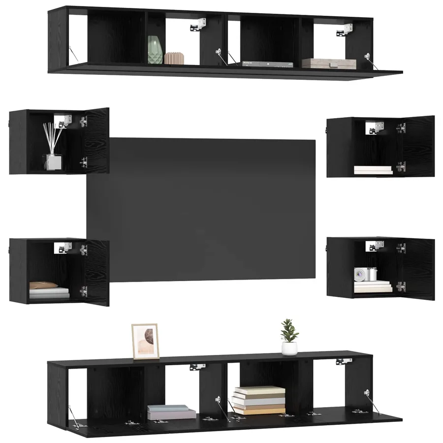 Ensemble meuble TV 8 pcs 80 x 30 x 30 cm Chêne noir - 3