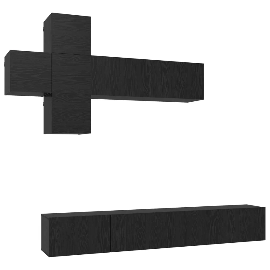 Ensemble meuble TV 7 pcs Chêne noir Bois d'ingénierie - 2