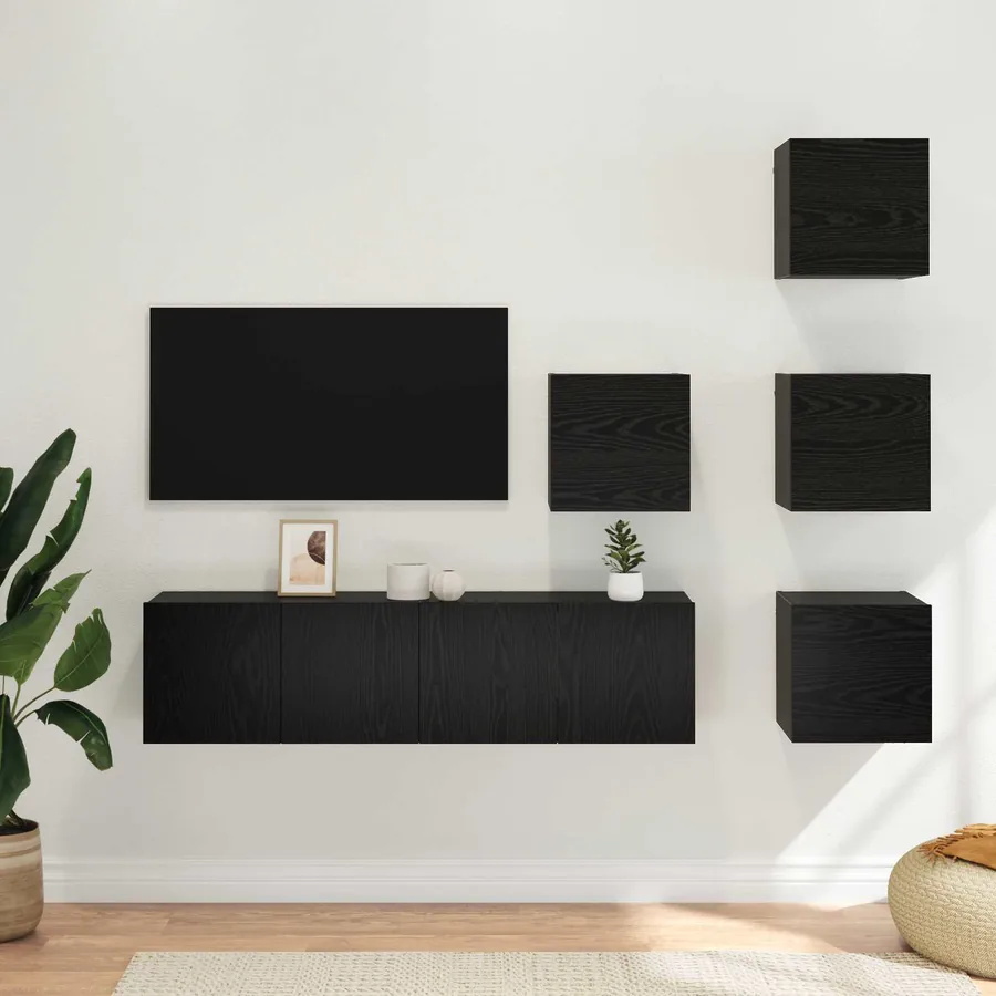 Ensemble meuble TV 6 pcs 60 x 30 x 30 cm Chêne noir