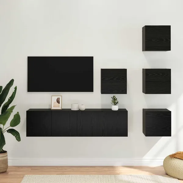 Ensemble meuble TV 6 pcs 60 x 30 x 30 cm Chêne noir