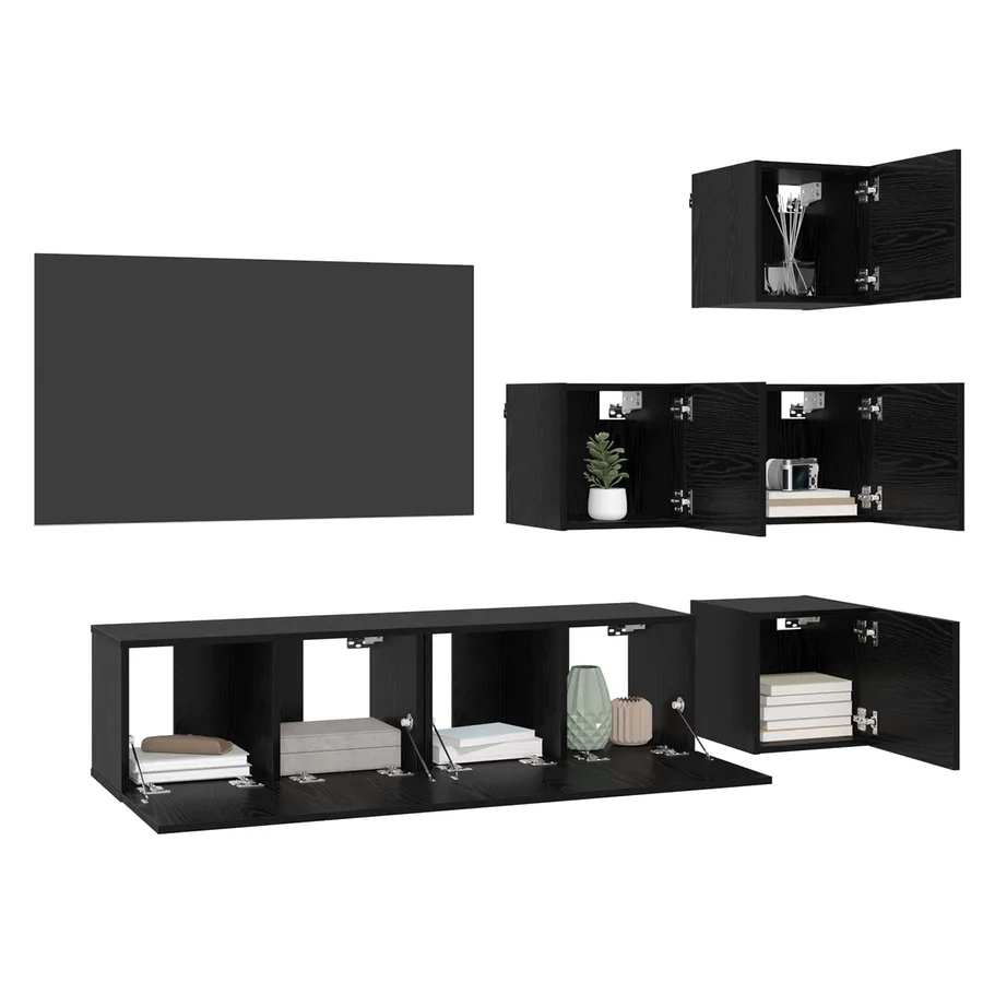 Ensemble meuble TV 6 pcs 60 x 30 x 30 cm Chêne noir - 3