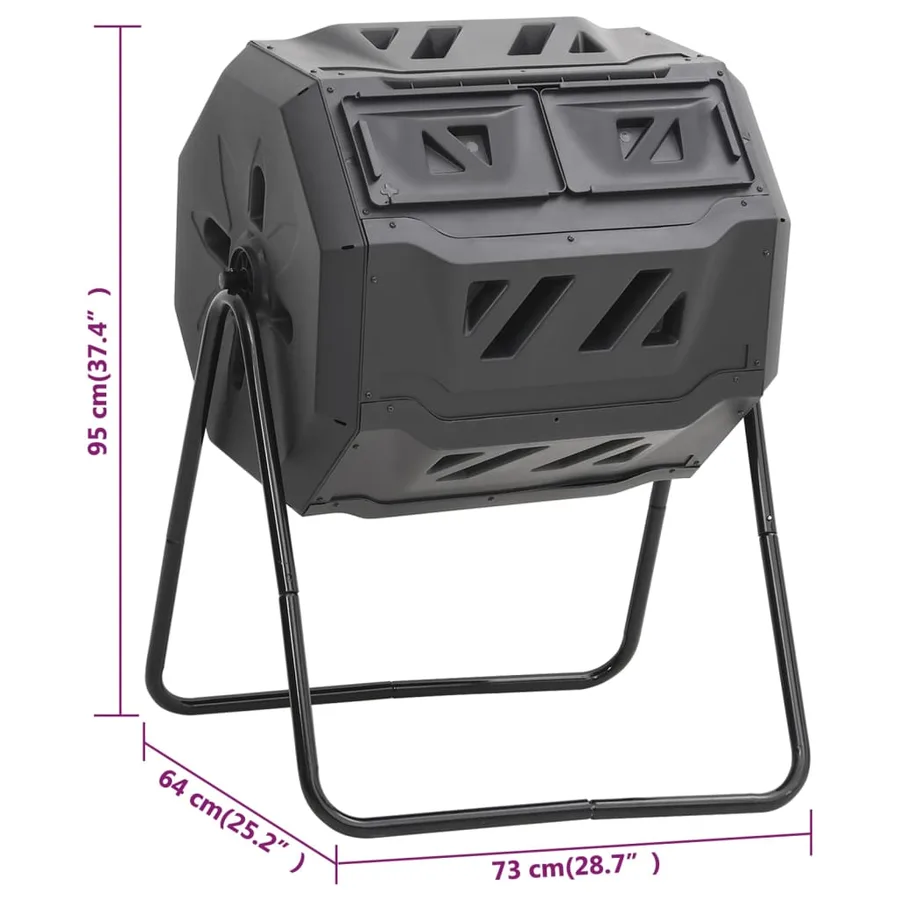 Bac à compost de jardin Noir 73x64x95 cm 160 L - 7