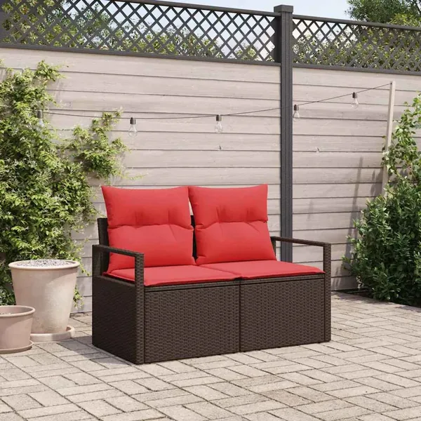 Canapé de jardin avec coussin 120 x 62 x 69 cm polyrotin