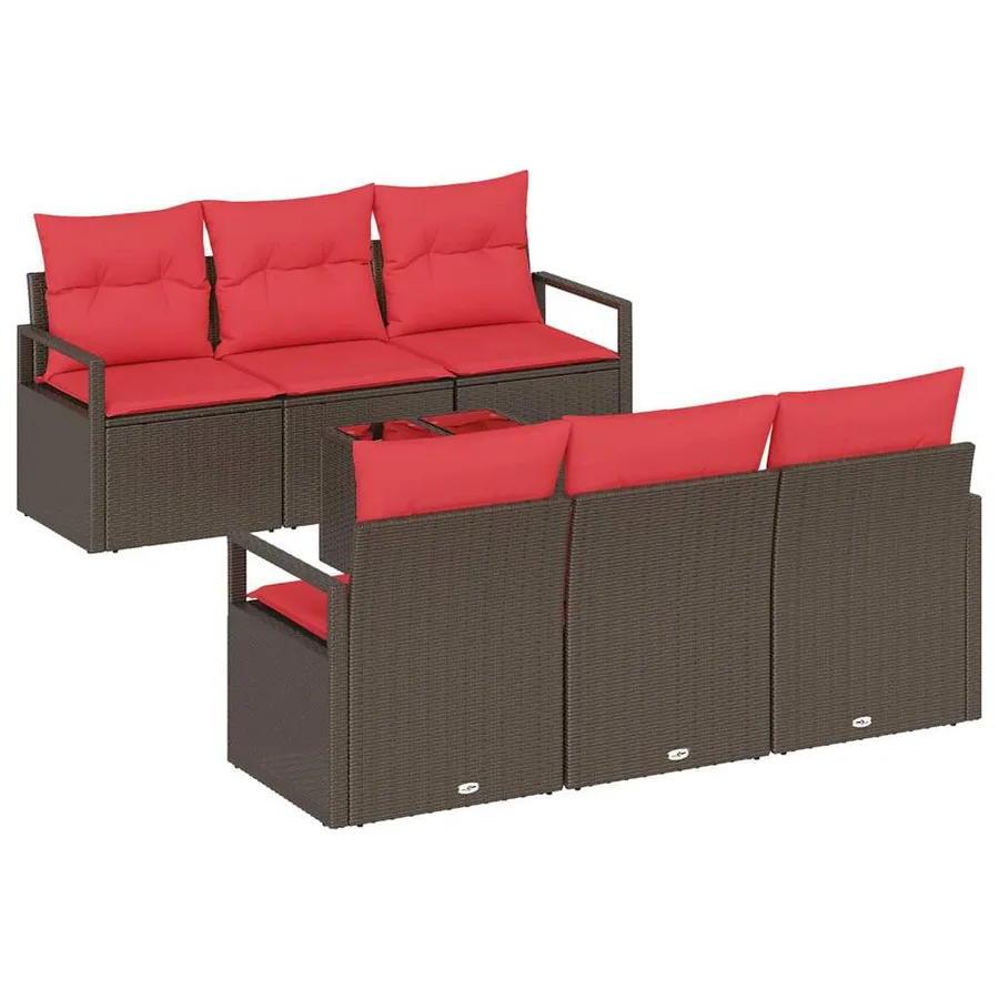 Ensemble de Canapés 7 pcs Marron et rouge polyrotin - 2