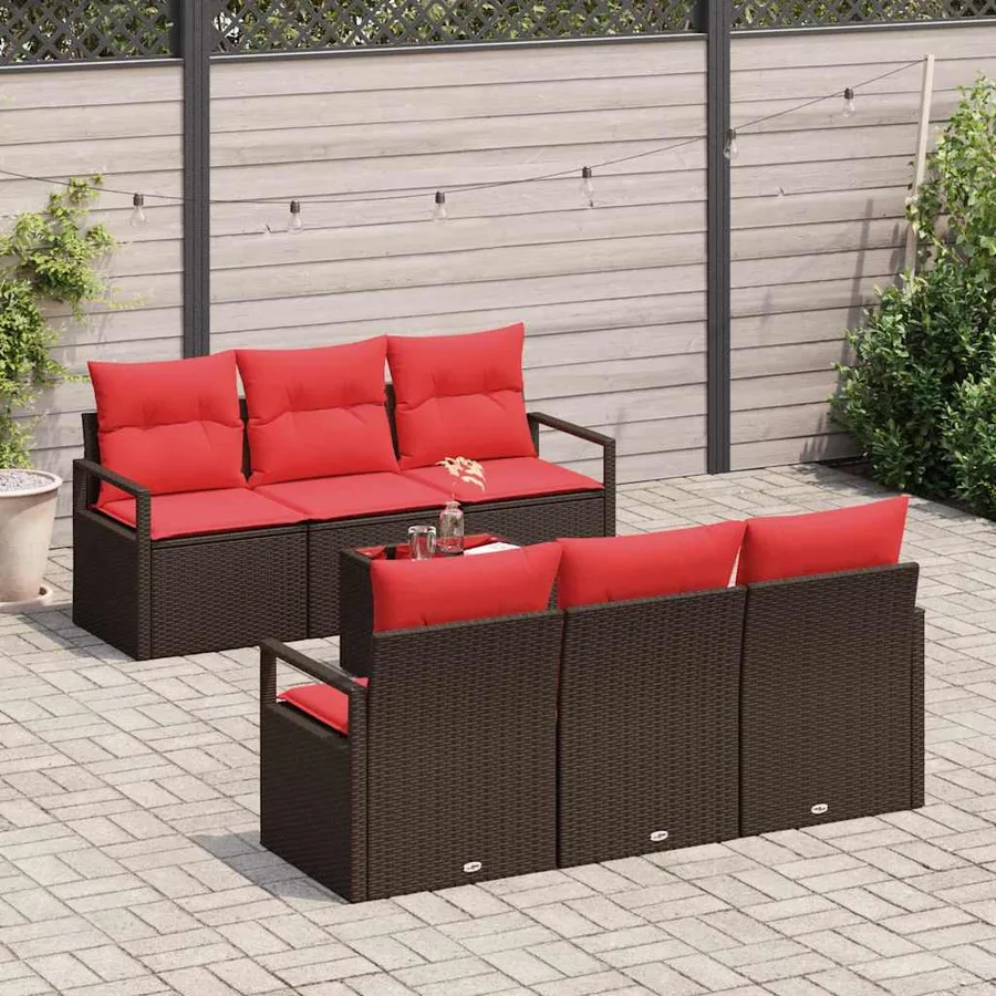 Ensemble de Canapés 7 pcs Marron et rouge polyrotin - 3