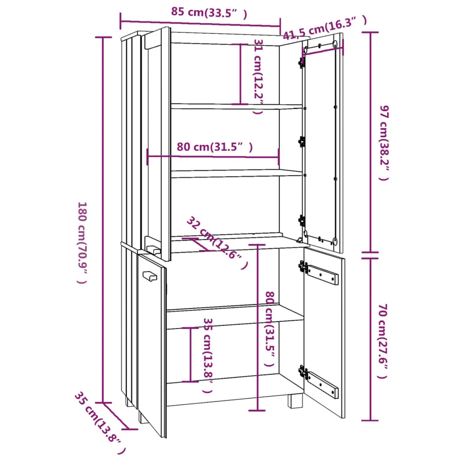 Buffet HAMAR Bois massif de pin Marron miel - 8