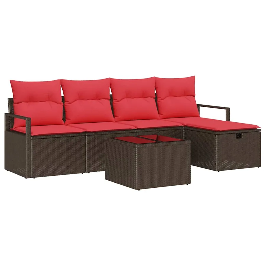 Ensemble de Canapés 6 pcs Marron et rouge polyrotin - 2