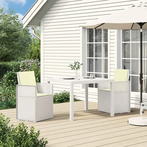 Chaises de jardin salle à manger 2 pcs Blanc et crème PP