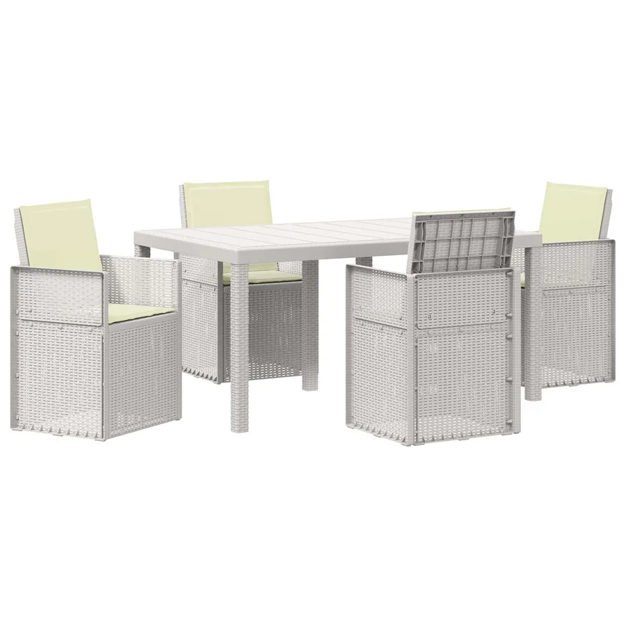 Ensemble de salle à manger pour jardin 5 pcs Blanc et crème PP - 2