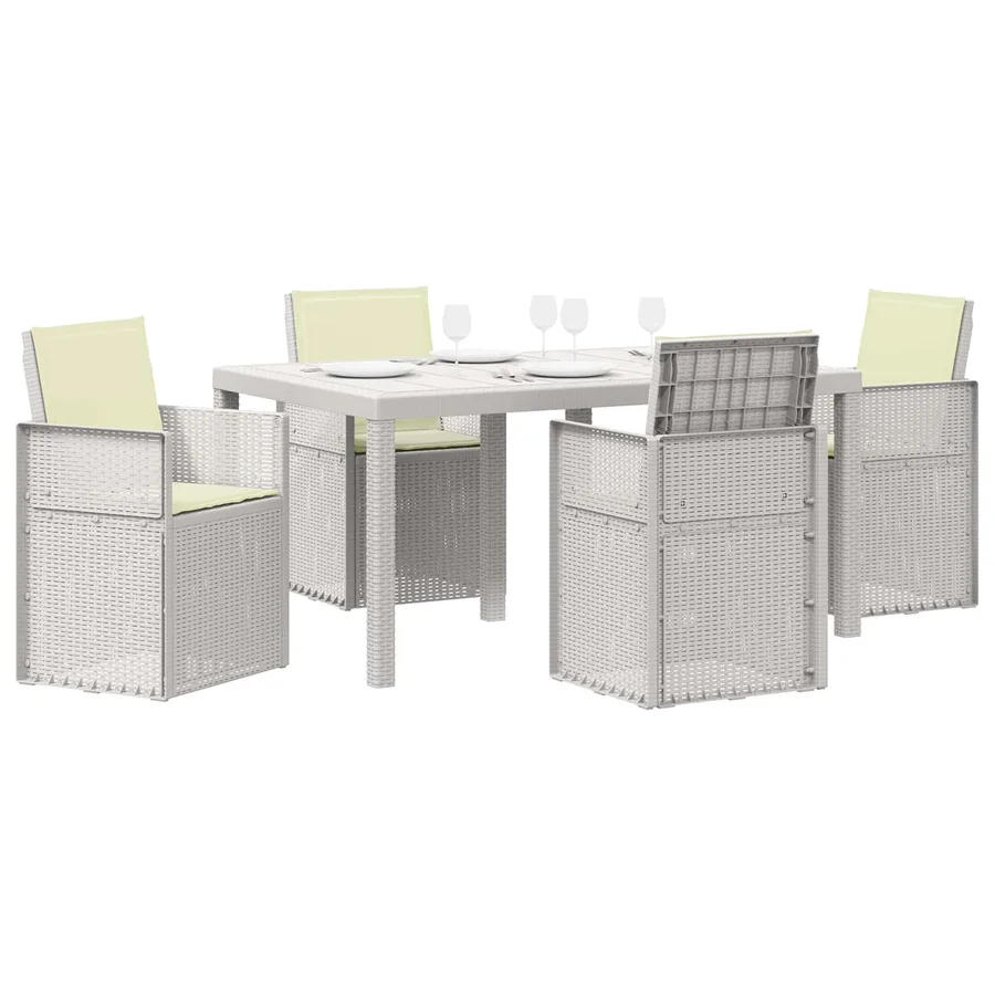 Ensemble de salle à manger pour jardin 5 pcs Blanc et crème PP - 3