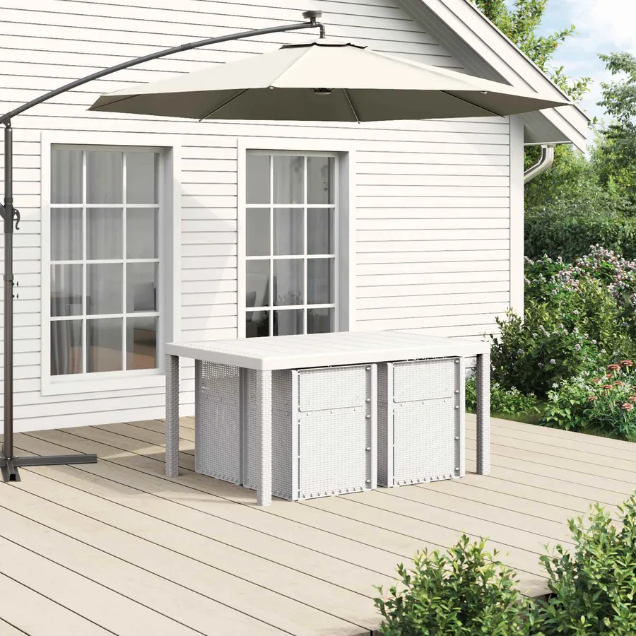 Ensemble de salle à manger pour jardin 5 pcs Blanc et crème PP - 4