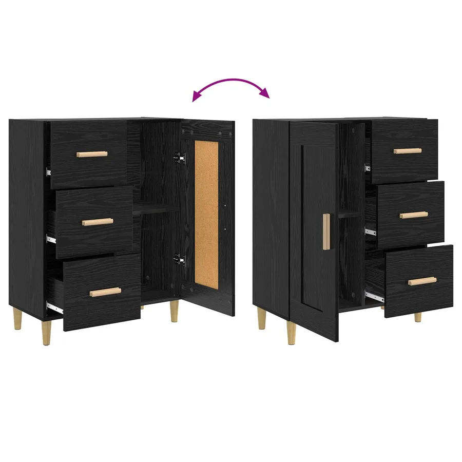 Buffet Chêne noir 69,5 x 34 x 90 cm Bois d'ingénierie - 5