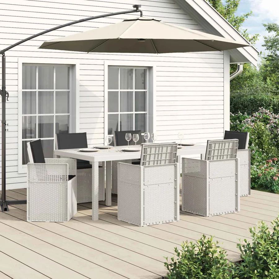 Ensemble de salle à manger pour jardin avec coussin 7 pcs PP