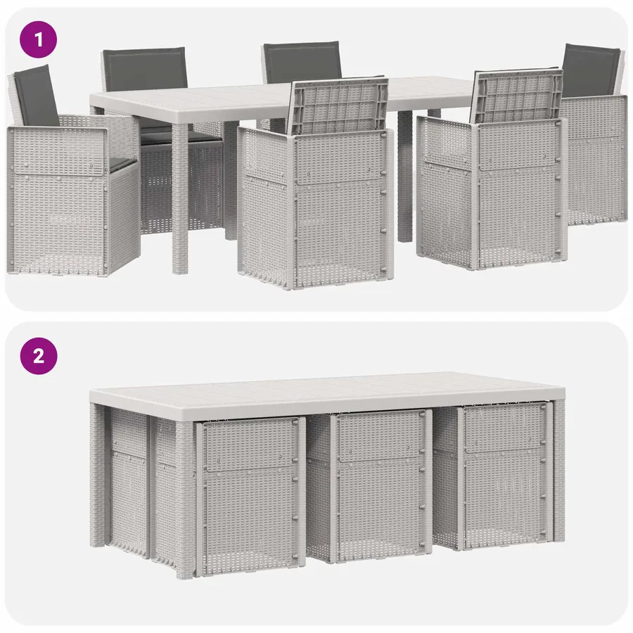Ensemble de salle à manger pour jardin avec coussin 7 pcs PP - 10