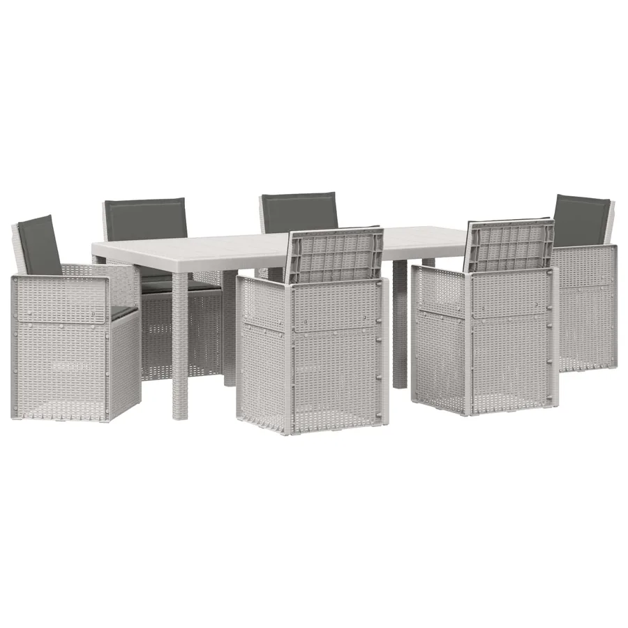 Ensemble de salle à manger pour jardin avec coussin 7 pcs PP - 2