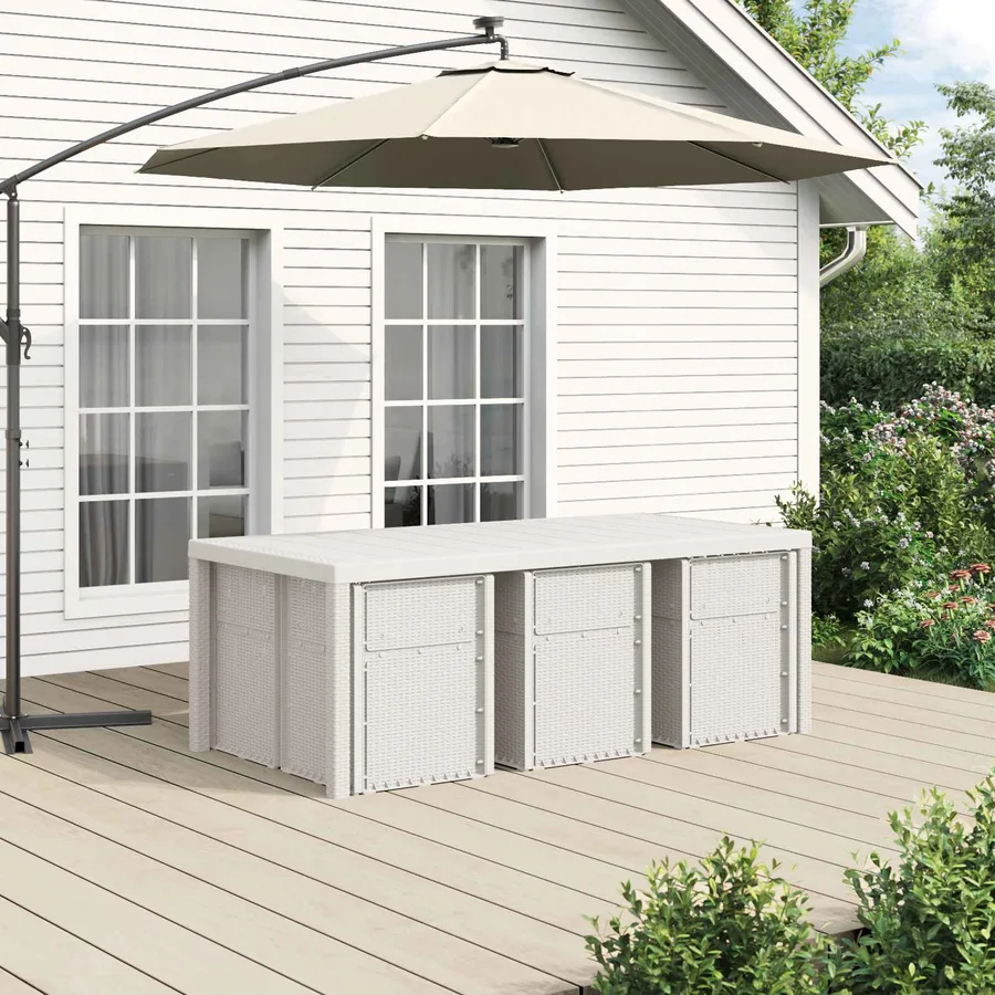 Ensemble de salle à manger pour jardin avec coussin 7 pcs PP - 4