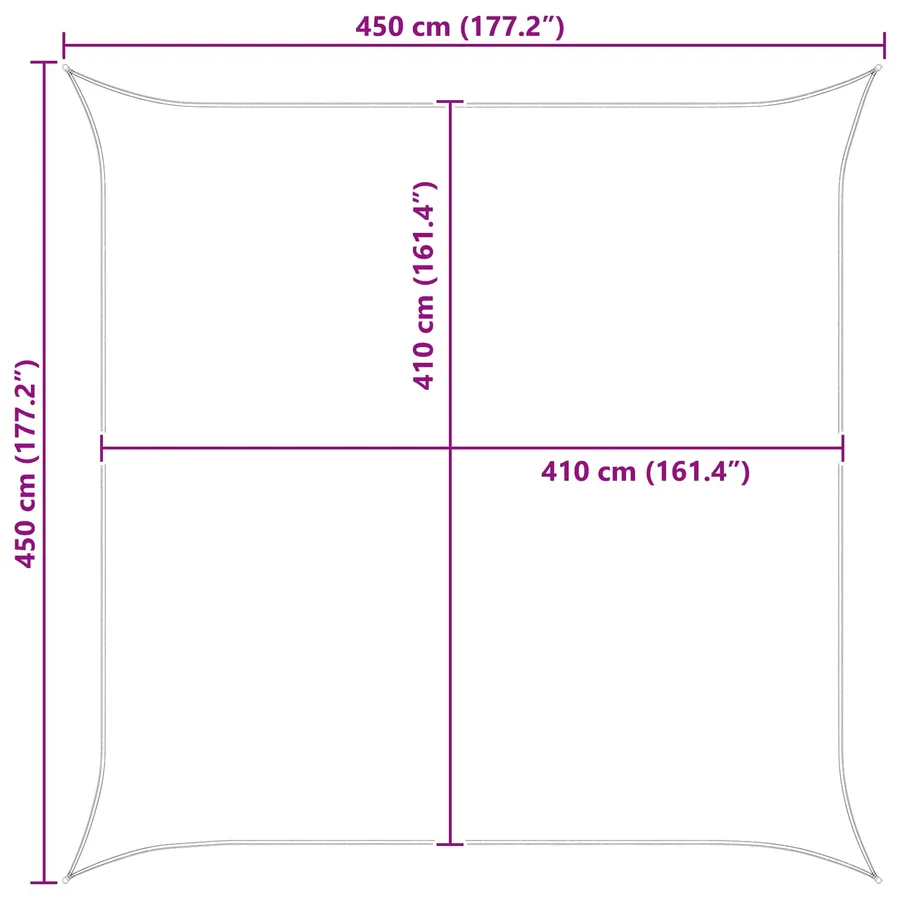 Voile d'ombre Jaune et blanc 4,5 x 4,5 m 100 % polyester Oxford - 8
