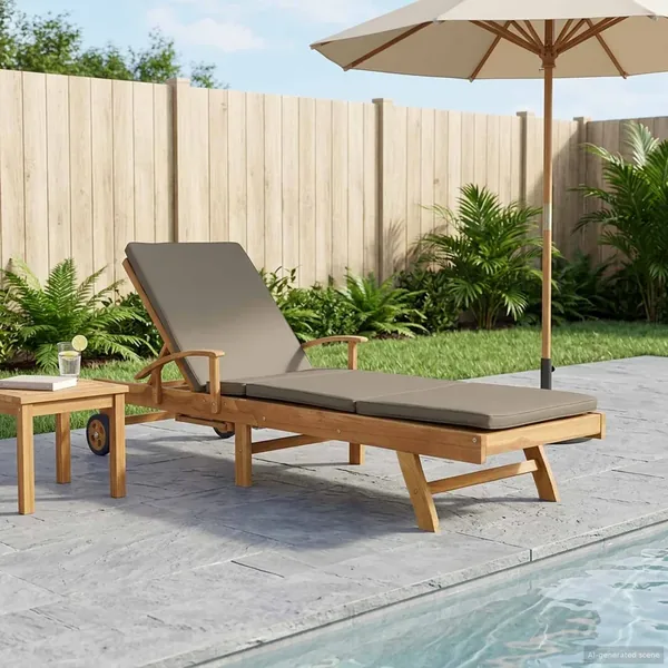 Chaise longue avec coussin 100% Polyester Teck Solide