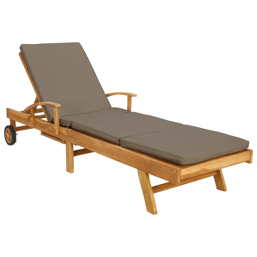 Chaise longue avec coussin 100% Polyester Teck Solide - 2
