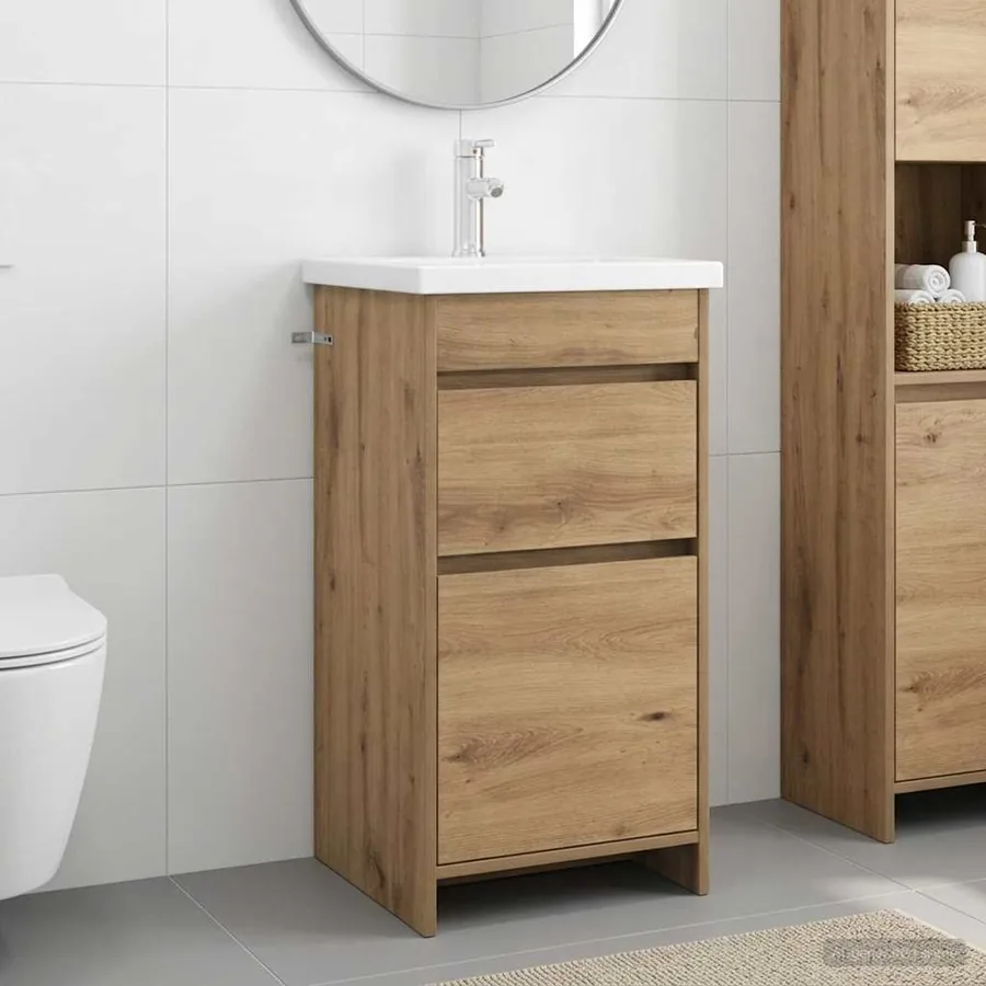 Meuble de salle de bain avec évier Chêne artisanal