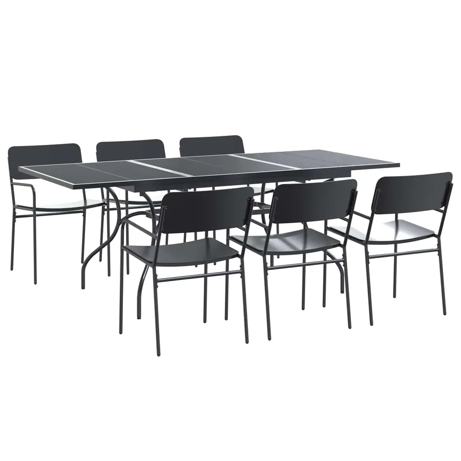 Ensemble de salle à manger pour jardin 7 pcs Anthracite Acier - 2