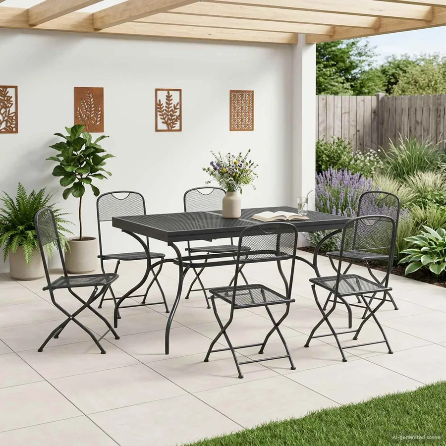 Ensemble de salle à manger pour jardin 7 pcs Anthracite - 3