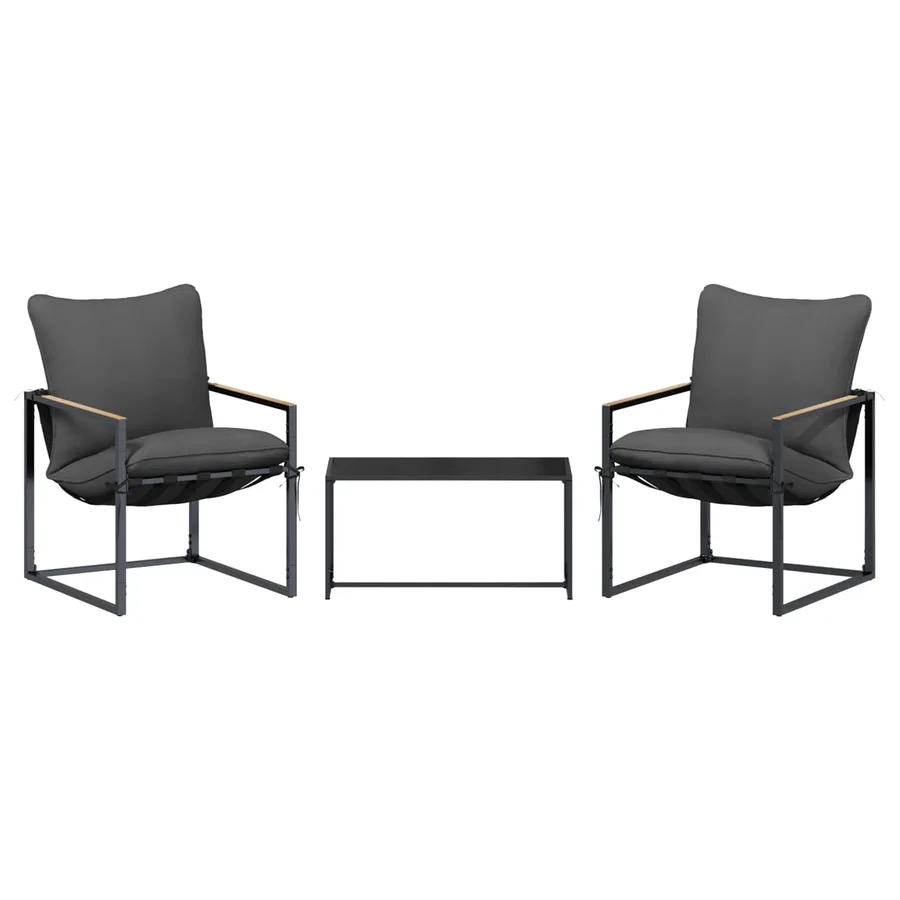 Ensemble de canapé de jardin 3 pcs Noir et anthracite Acier - 6