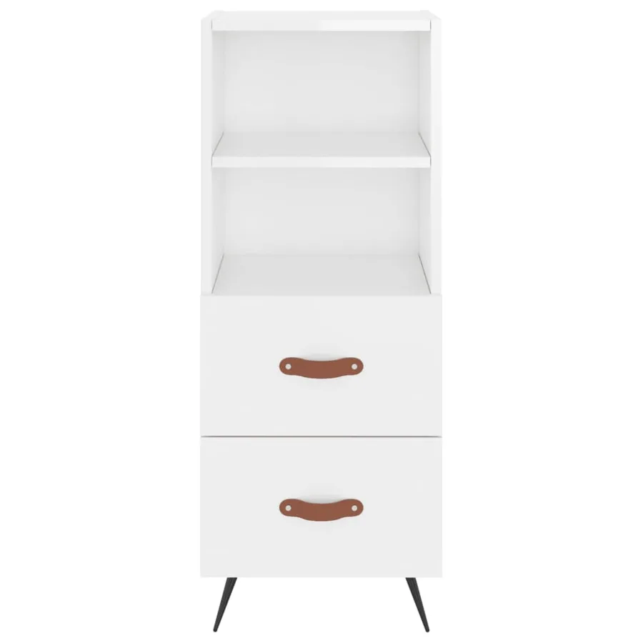 Buffet haut Blanc brillant 34,5x34x180 cm Bois d'ingénierie - 6