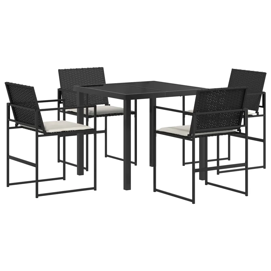 Ensemble de salle à manger pour jardin 5 pcs Noir et Crème - 2