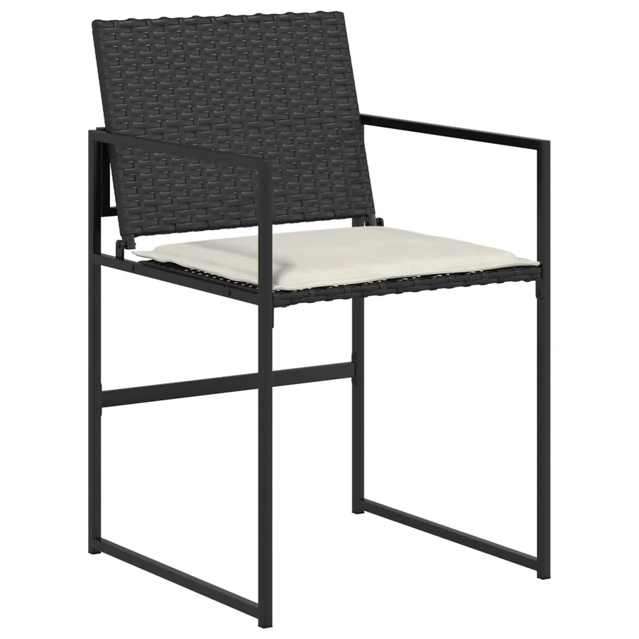 Ensemble de salle à manger pour jardin 5 pcs Noir et Crème - 4