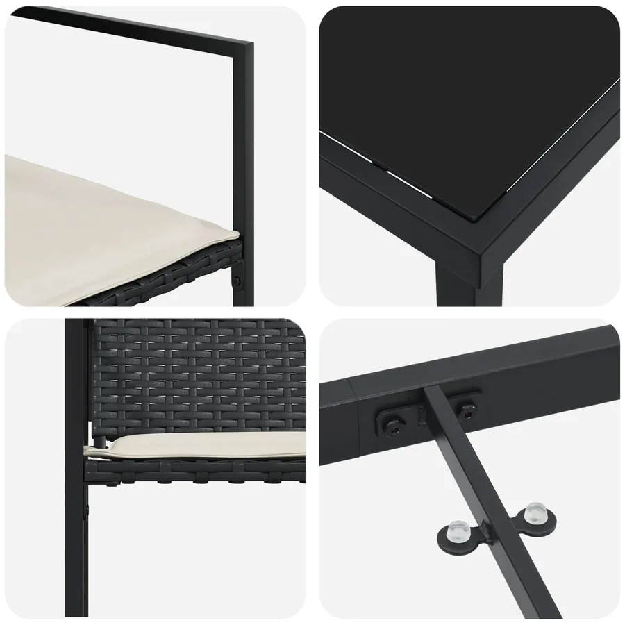 Ensemble de salle à manger pour jardin 5 pcs Noir et Crème - 7